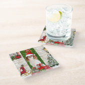 Cavalier King Dog Christmas Glasuntersetzer (Schrägansicht)