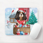 Cavalier King Dog im Schnee Weihnachtshundehaus Mousepad (Mit Mouse)