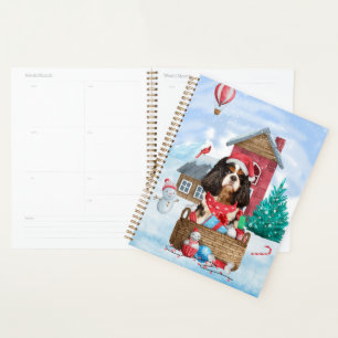 Cavalier King Dog im Schnee Weihnachtshundehaus Planer