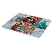 Cavalier King Dog im Schnee Weihnachtshundehaus Schneidebrett (Ecke)
