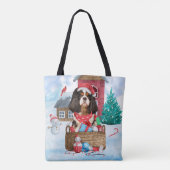 Cavalier King Dog im Schnee Weihnachtshundehaus Tasche (Rückseite)