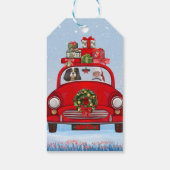 Cavalier King Dog in Auto mit dem Weihnachtsmann Geschenkanhänger (Rückseite)