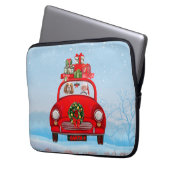 Cavalier King Dog in Auto mit dem Weihnachtsmann Laptopschutzhülle (Vorderseite Links)