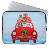 Cavalier King Dog in Auto mit dem Weihnachtsmann Laptopschutzhülle (Vorderseite)