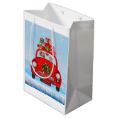 Cavalier King Dog in Auto mit dem Weihnachtsmann Mittlere Geschenktüte (Rückseite Schrägansicht)