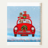 Cavalier King Dog in Auto mit dem Weihnachtsmann Planer (Rückseite)