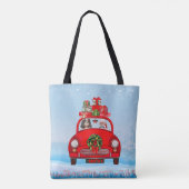 Cavalier King Dog in Auto mit dem Weihnachtsmann Tasche (Rückseite)