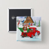 Cavalier King Dog in Christmas Delivery Truck Schn Button (Vorne & Hinten)