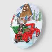 Cavalier King Dog in Christmas Delivery Truck Schn Große Wanduhr (Winkel)
