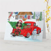 Cavalier King Dog in Christmas Delivery Truck Schn Karte (Gelbe Blume)