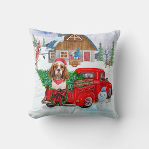 Cavalier King Dog in Christmas Delivery Truck Schn Kissen