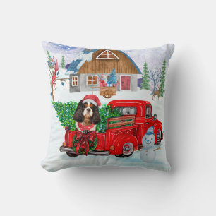 Cavalier King Dog in Christmas Delivery Truck Schn Kissen