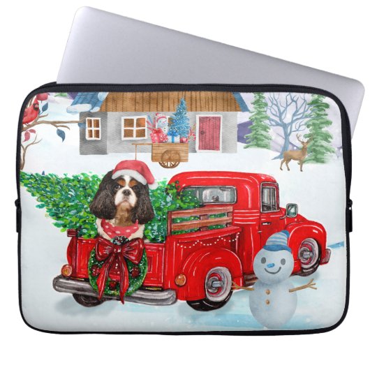 Cavalier King Dog in Christmas Delivery Truck Schn Laptopschutzhülle (Vorderseite)