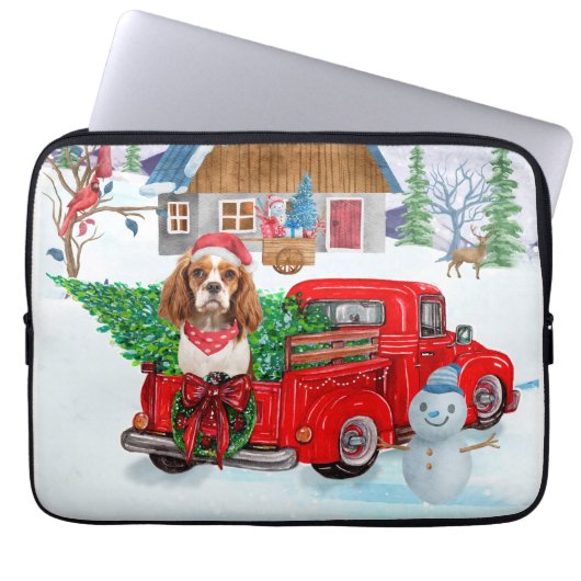 Cavalier King Dog in Christmas Delivery Truck Schn Laptopschutzhülle (Vorderseite)