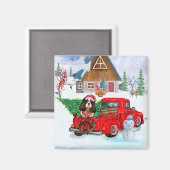 Cavalier King Dog in Christmas Delivery Truck Schn Magnet (Vorderseite/Rückseite)