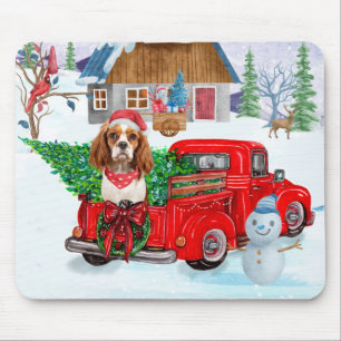 Cavalier King Dog in Christmas Delivery Truck Schn Mousepad