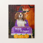 Cavalier King Dog in Halloween Truck Puzzle (Vertikal)