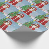 Cavalier King Dog in Snow mit Weihnachtsgeschenken Geschenkpapier (Ecke)