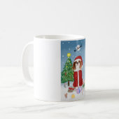 Cavalier King Dog in Snow mit Weihnachtsgeschenken Kaffeetasse (Vorderseite Links)