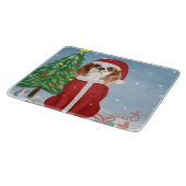 Cavalier King Dog in Snow mit Weihnachtsgeschenken Schneidebrett (Ecke)