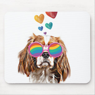 Cavalier King Dog mit dem Valentinstag des Herzens Mousepad