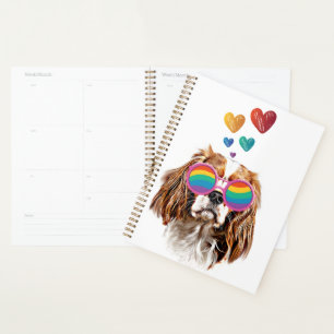 Cavalier King Dog mit dem Valentinstag des Herzens Planer