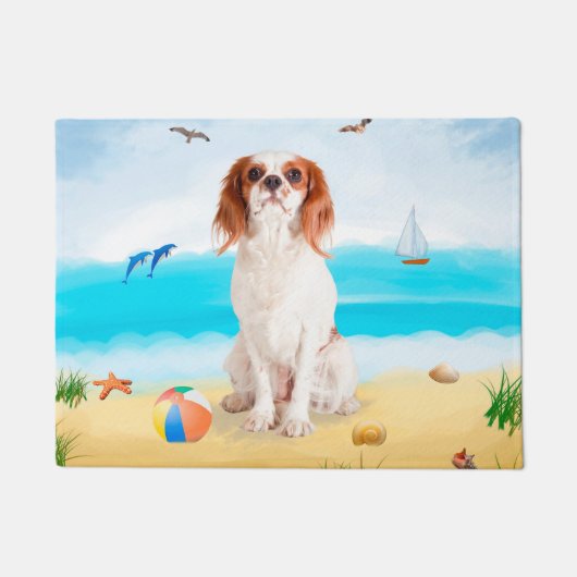 Cavalier King Dog on Beach Fußmatte (Vorderseite)