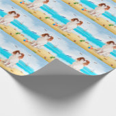 Cavalier King Dog on Beach Geschenkpapier (Ecke)