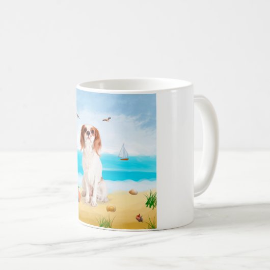 Cavalier King Dog on Beach Kaffeetasse (VorderseiteRechts)