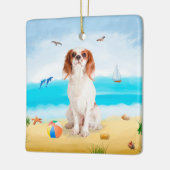 Cavalier King Dog on Beach Keramikornament (Links)