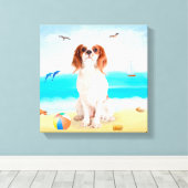 Cavalier King Dog on Beach Leinwanddruck (Insitu (Holzboden))