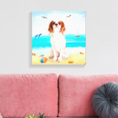 Cavalier King Dog on Beach Leinwanddruck (Insitu (Wohnzimmer))