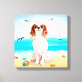 Cavalier King Dog on Beach Leinwanddruck (Vorderseite)