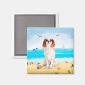 Cavalier King Dog on Beach Magnet (Vorderseite/Rückseite)
