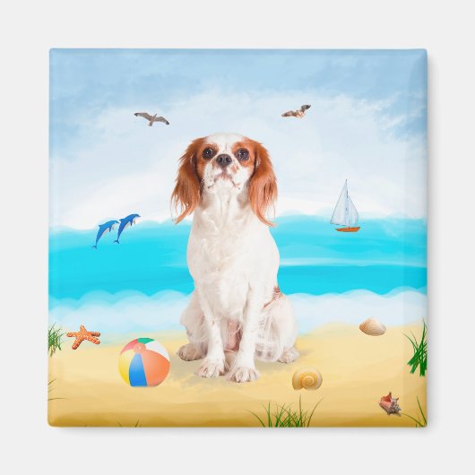 Cavalier King Dog on Beach Magnet (Vorne)