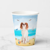 Cavalier King Dog on Beach Pappbecher (Rückseite)