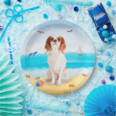 Cavalier King Dog on Beach Pappteller (Party)