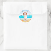 Cavalier King Dog on Beach Runder Aufkleber (Tasche)