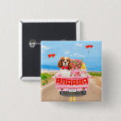 Cavalier King Dog Valentine's Day Lkw Herz Button (Vorne & Hinten)