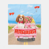 Cavalier King Dog Valentine's Day Lkw Herz Fleecedecke (Vorderseite)