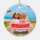 Cavalier King Dog Valentine's Day Lkw Herz Keramik Ornament (Hinten)