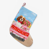 Cavalier King Dog Valentine's Day Lkw Herz Kleiner Weihnachtsstrumpf (Vorderansicht (hängend))