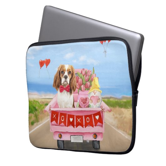 Cavalier King Dog Valentine's Day Lkw Herz Laptopschutzhülle (Vorderseite Links)