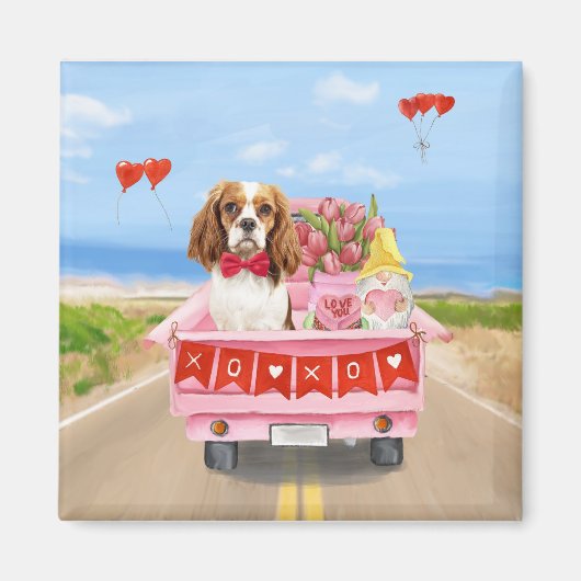 Cavalier King Dog Valentine's Day Lkw Herz Magnet (Vorne)