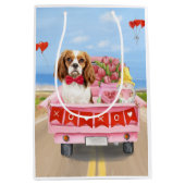 Cavalier King Dog Valentine's Day Lkw Herz Mittlere Geschenktüte (Vorderseite)