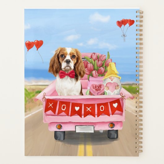 Cavalier King Dog Valentine's Day Lkw Herz Planer (Rückseite)