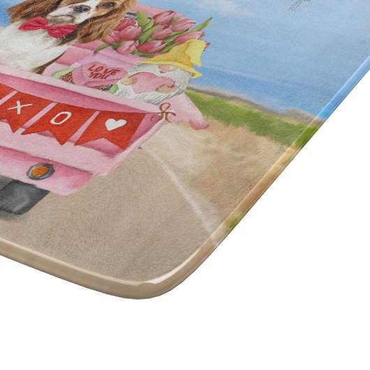 Cavalier King Dog Valentine's Day Lkw Herz Schneidebrett (Ecke)