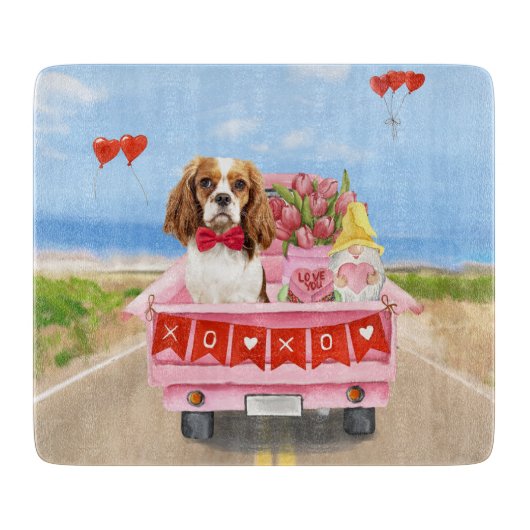 Cavalier King Dog Valentine's Day Lkw Herz Schneidebrett (Vorderseite)