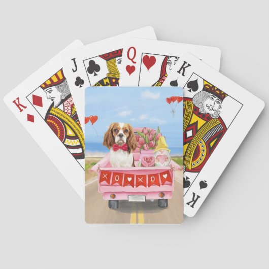 Cavalier King Dog Valentine's Day Lkw Herz Spielkarten (Rückseite)