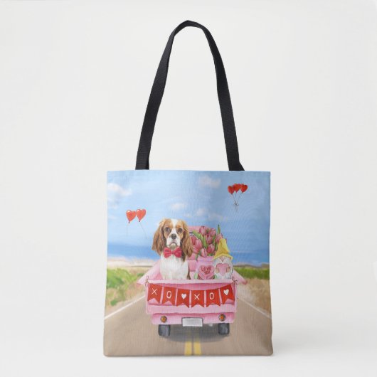Cavalier King Dog Valentine's Day Lkw Herz Tasche (Vorderseite)